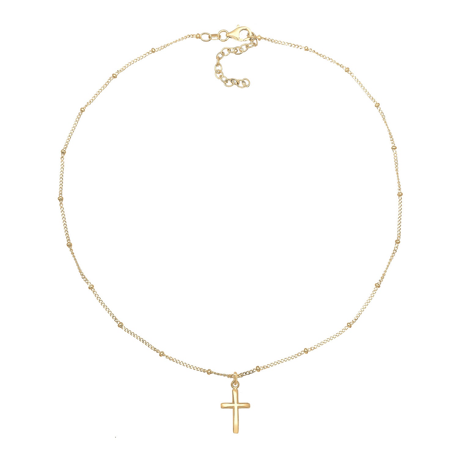 Gold - Elli | Kugel-Choker Kreuz | 925er Sterling Silber vergoldet