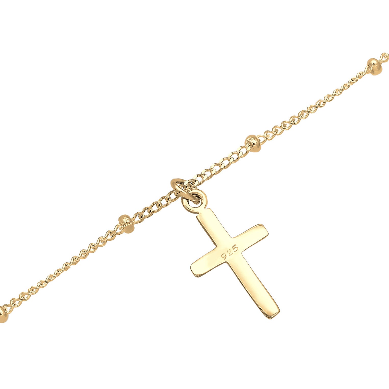 Gold - Elli | Kugel-Choker Kreuz | 925er Sterling Silber vergoldet