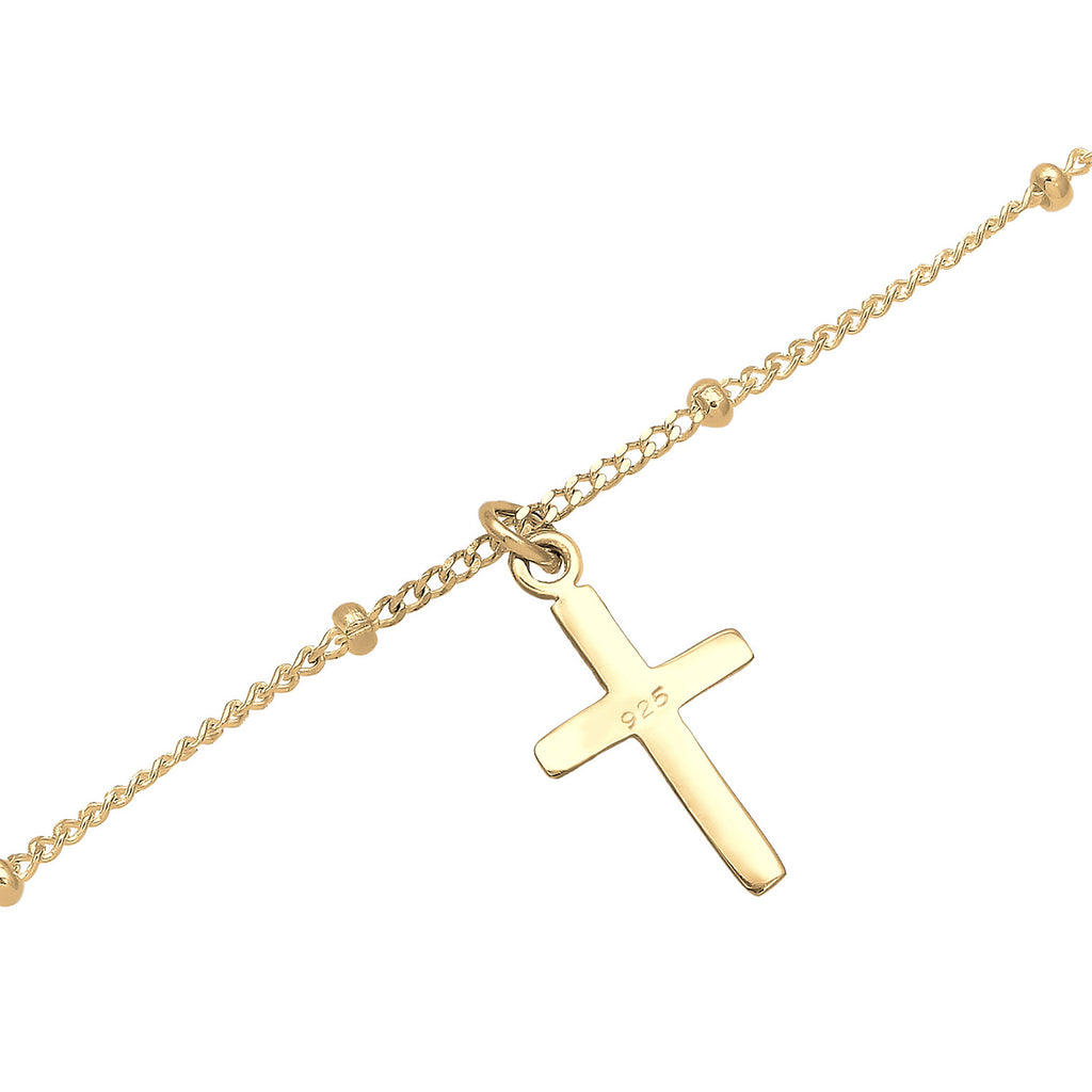 Gold - Elli | Kugel-Choker Kreuz | 925er Sterling Silber vergoldet