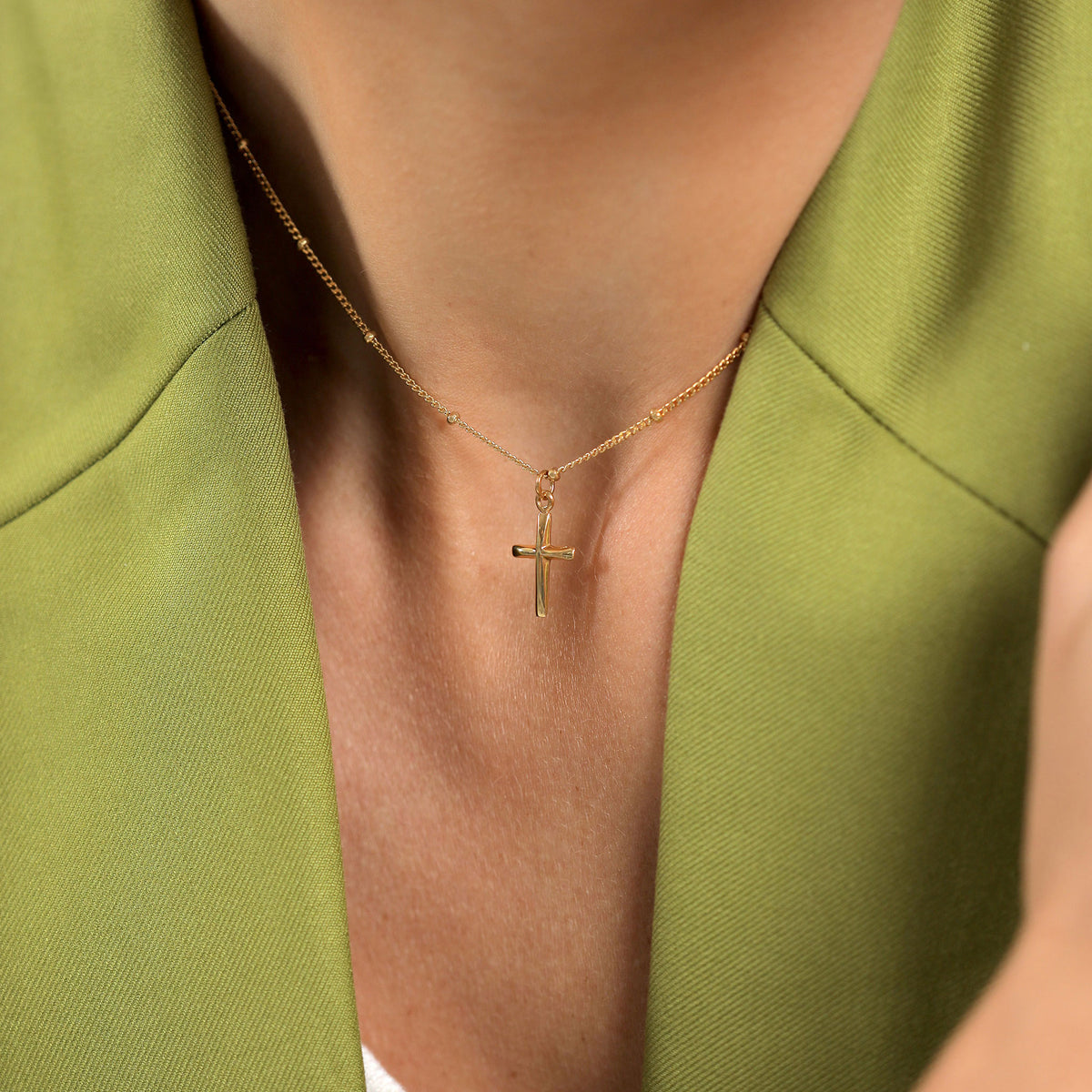 Gold - Elli | Kugel-Choker Kreuz | 925er Sterling Silber vergoldet