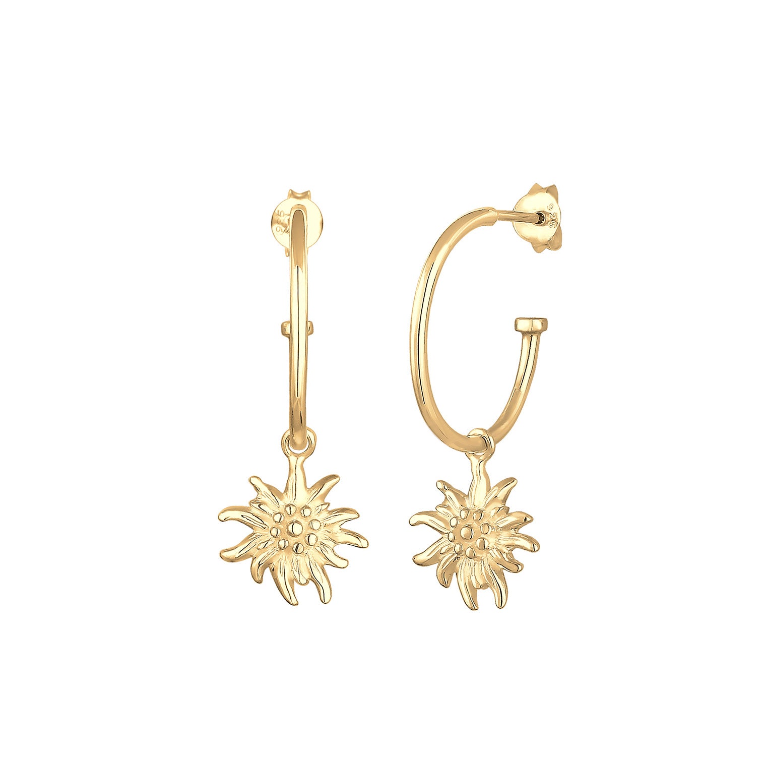 Gold - Elli | Creole Edelweiss | 925 Sterling Silber vergoldet