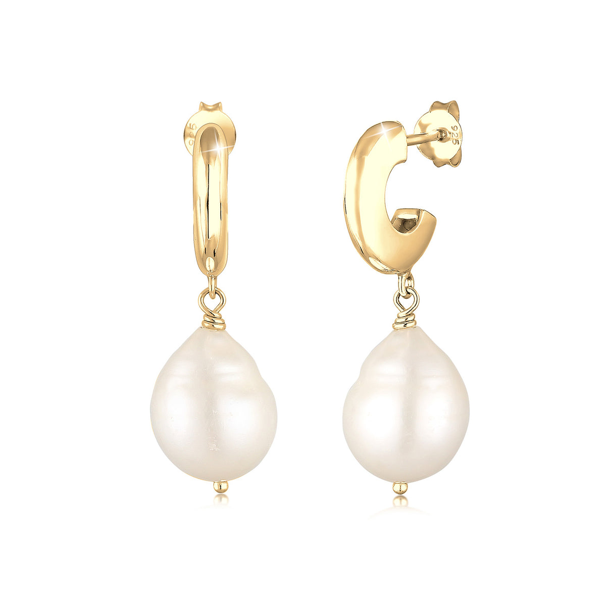 Gold - Elli | Ohrhänger | Süßwasserperle | 925 Sterling Silber vergoldet