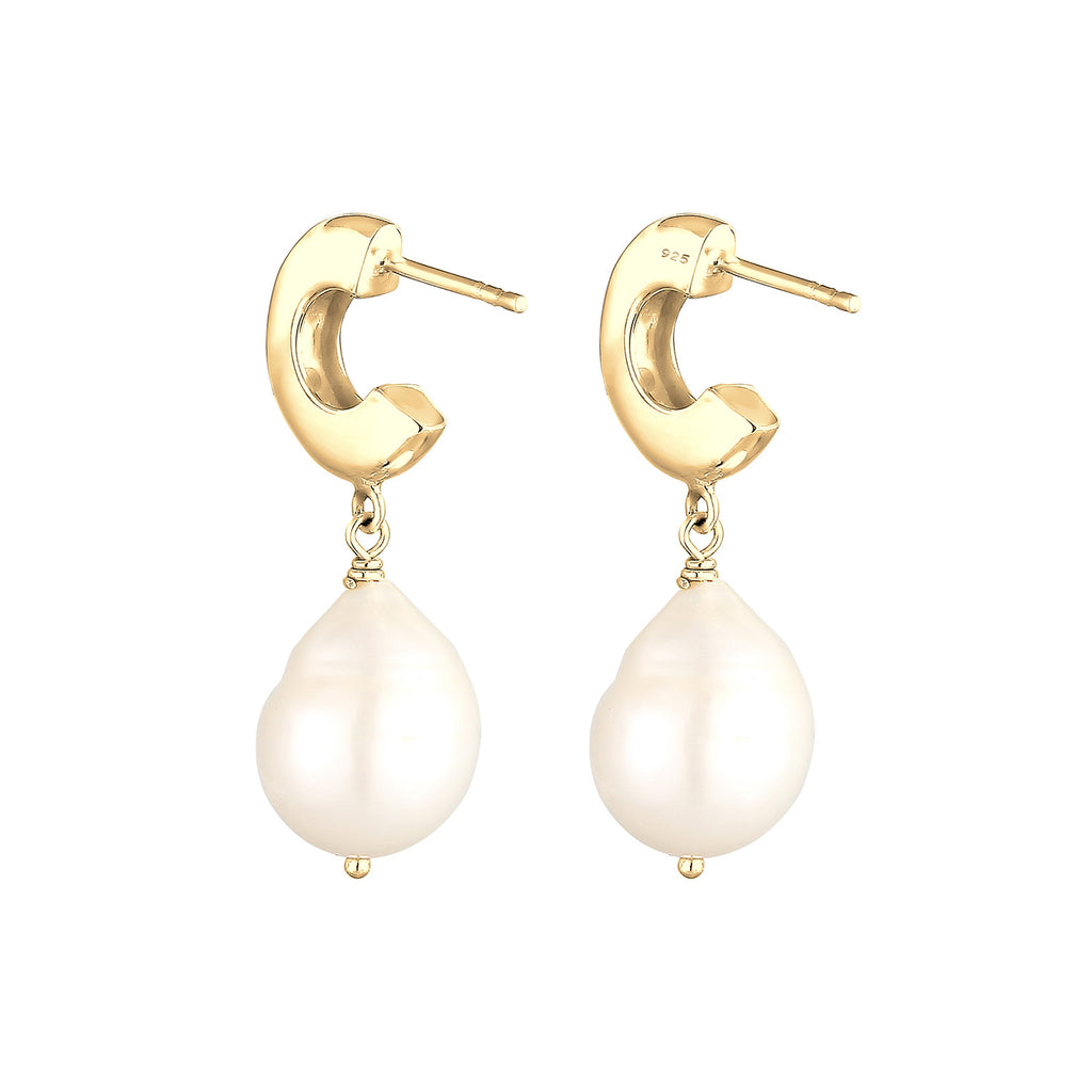 Gold - Elli | Ohrhänger | Süßwasserperle | 925 Sterling Silber vergoldet