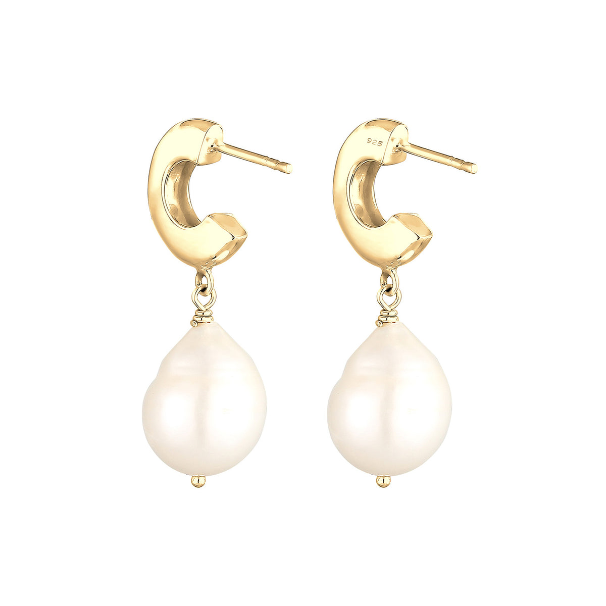 Gold - Elli | Ohrhänger | Süßwasserperle | 925 Sterling Silber vergoldet