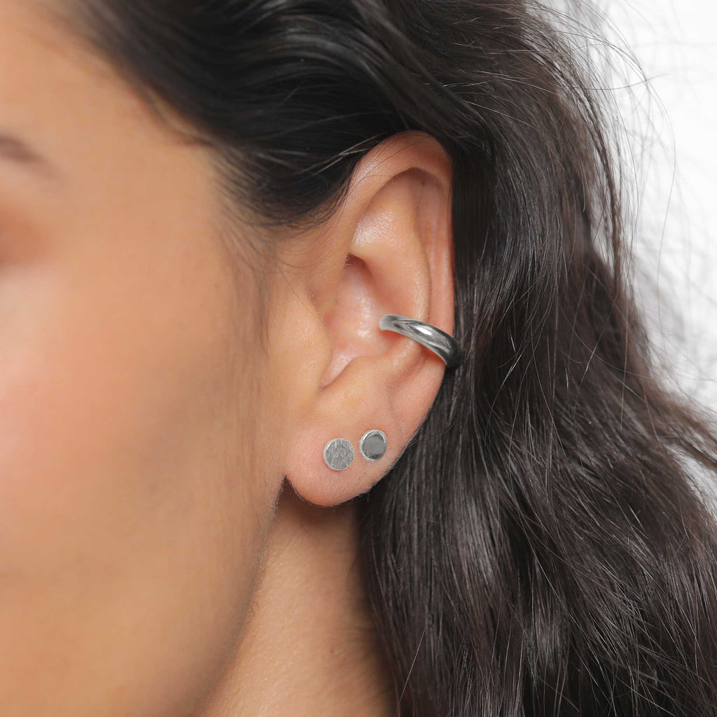Silber - Elli | Ohrstecker Set Gehämmert & Glänzend | 925er Sterling Silber
