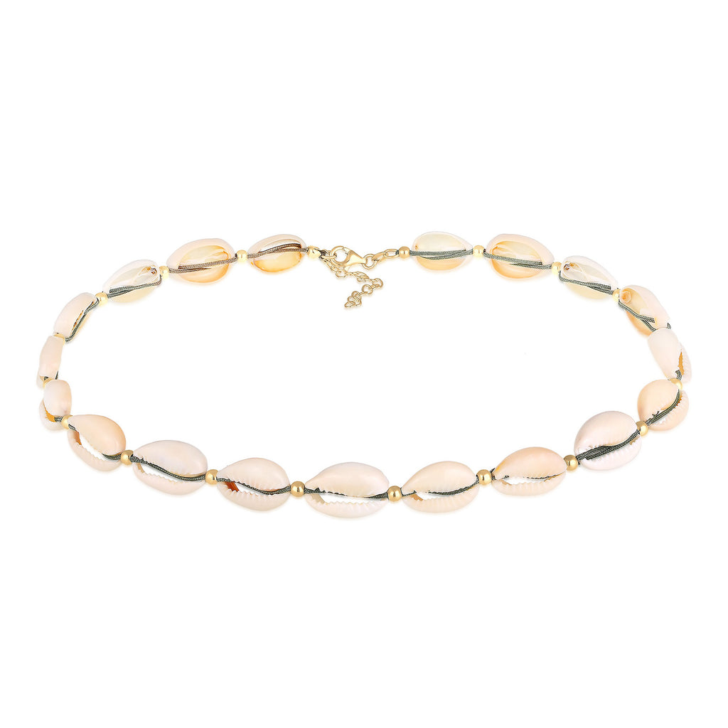 Gold - Elli | Choker Kauri Muscheln | 925 Sterling Silber vergoldet