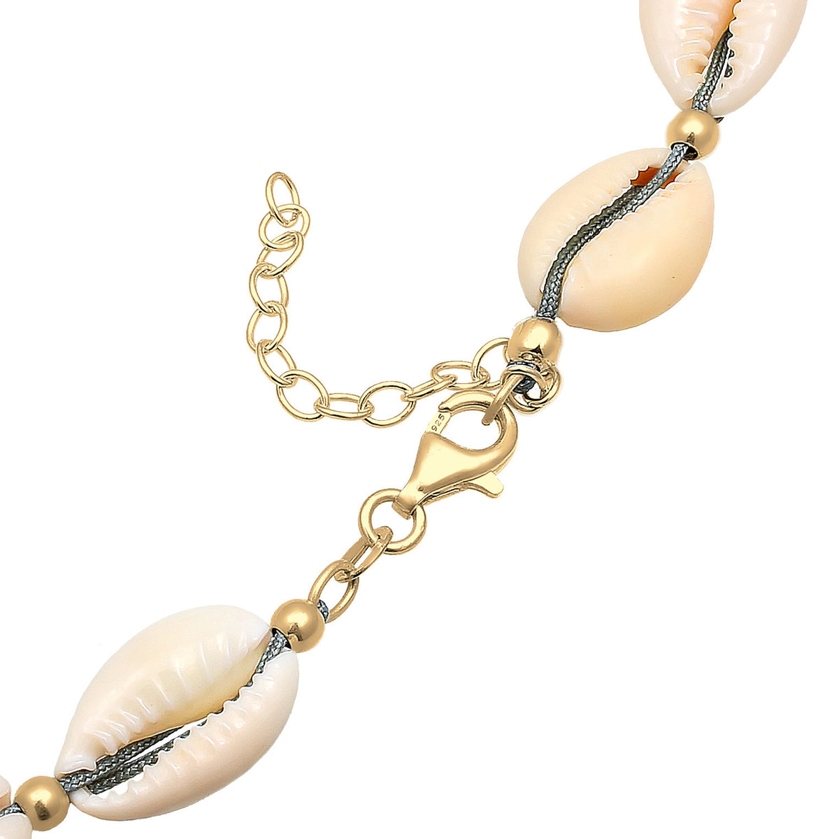 Gold - Elli | Choker Kauri Muscheln | 925 Sterling Silber vergoldet