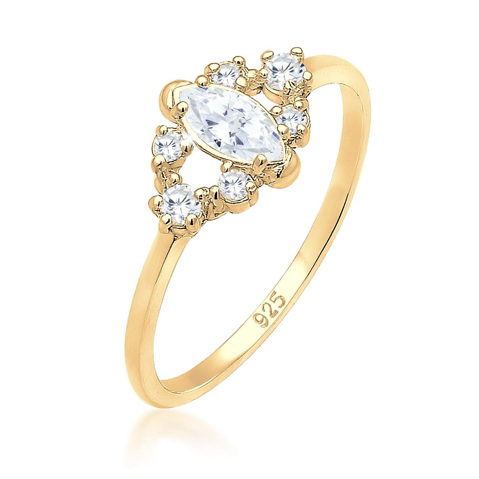 Gold - Elli | Verlobungsring | Zirkonia ( Weiß ) | 925 Sterling Silber vergoldet