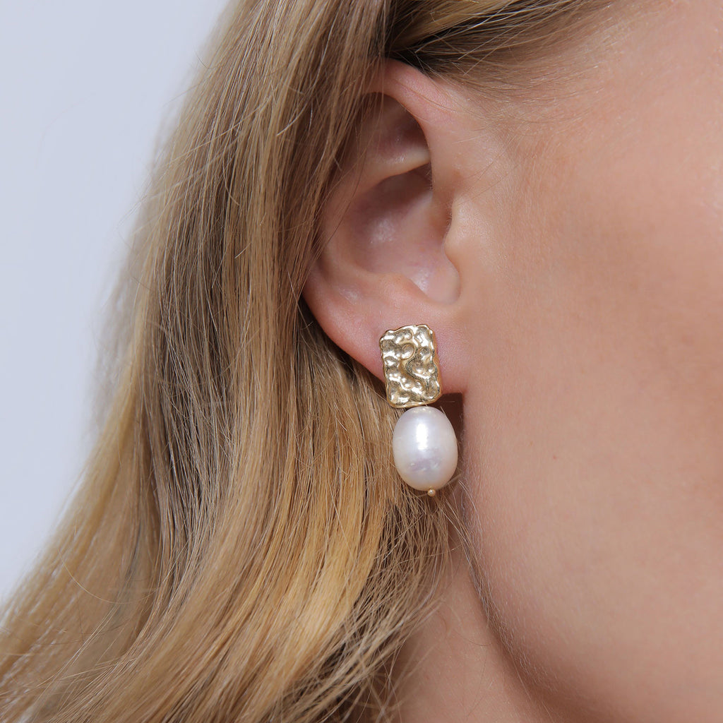 Gold - Elli PREMIUM | Ohrhänger | Süßwasserperle | 925 Sterling Silber vergoldet
