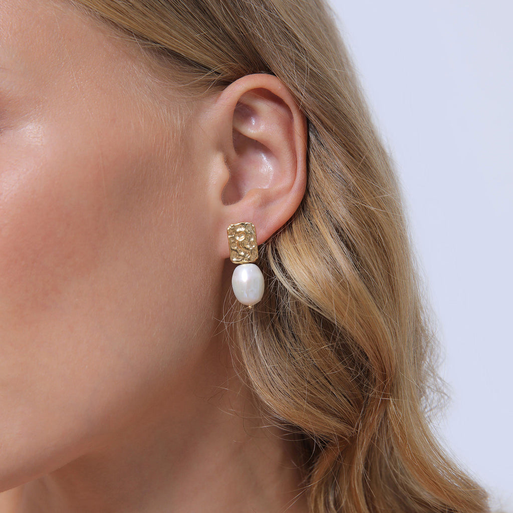 Gold - Elli PREMIUM | Ohrhänger | Süßwasserperle | 925 Sterling Silber vergoldet
