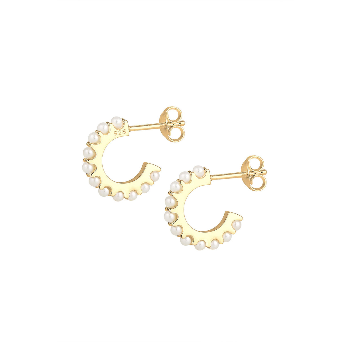 Gold - Elli | Creole | Perle | 925 Sterling Silber vergoldet