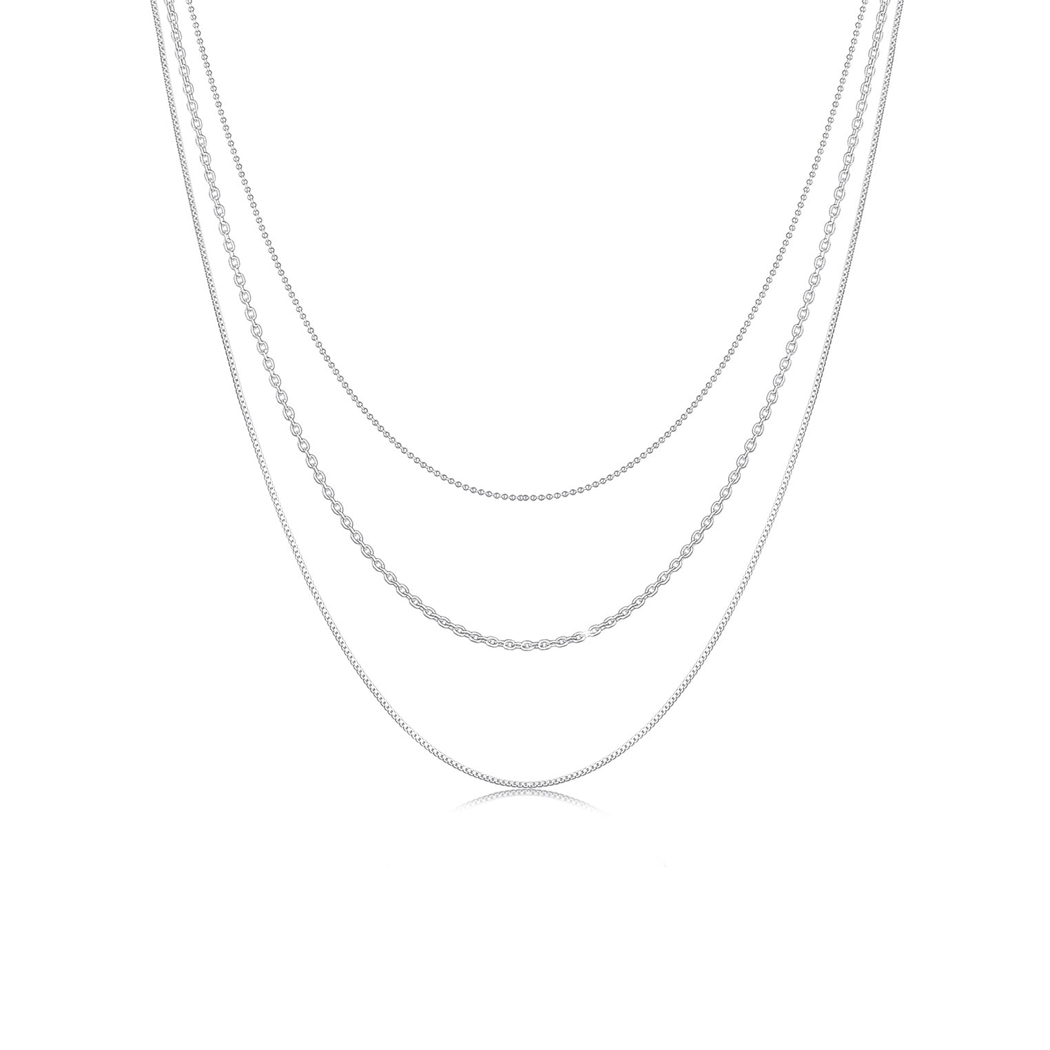 Silber - Elli | Layer-Halskette Basic Chains | 925er Sterling Silber