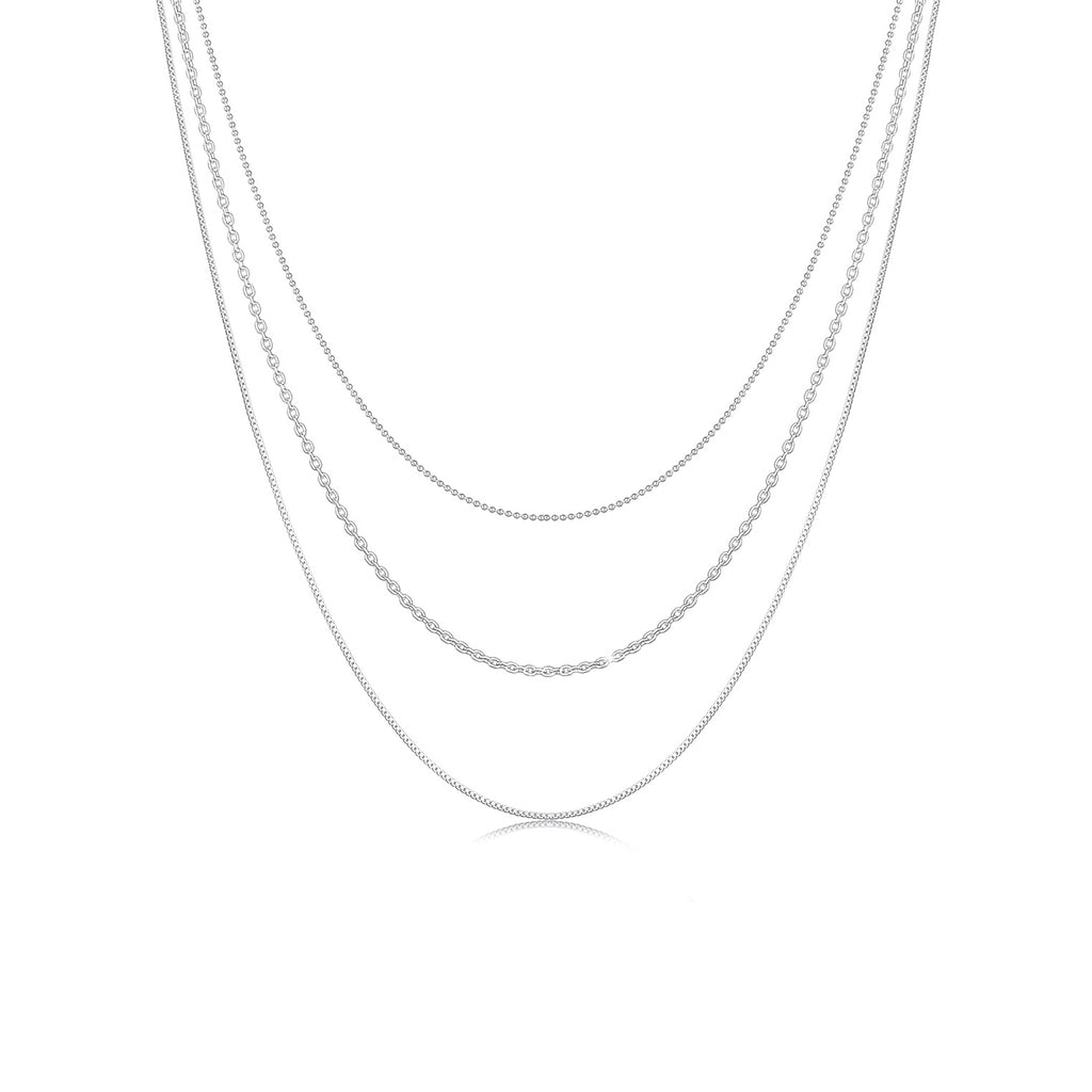 Silber - Elli | Layer-Halskette Basic Chains | 925er Sterling Silber