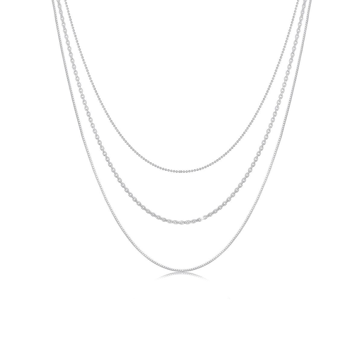 Silber - Elli | Layer-Halskette Basic Chains | 925er Sterling Silber