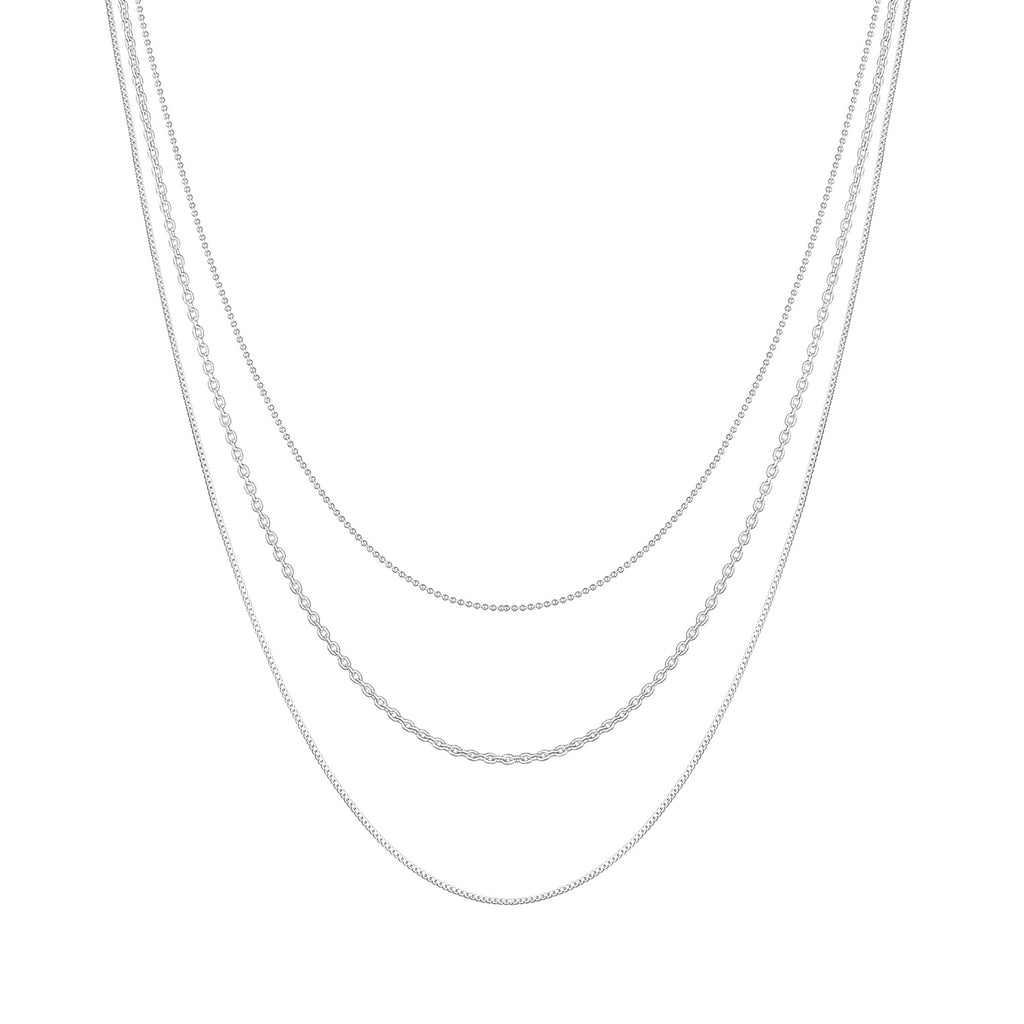 Silber - Elli | Layer-Halskette Basic Chains | 925er Sterling Silber