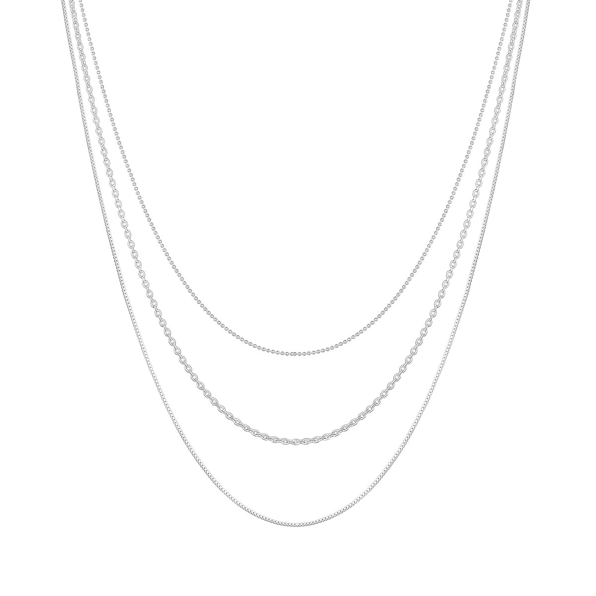 Silber - Elli | Layer-Halskette Basic Chains | 925er Sterling Silber