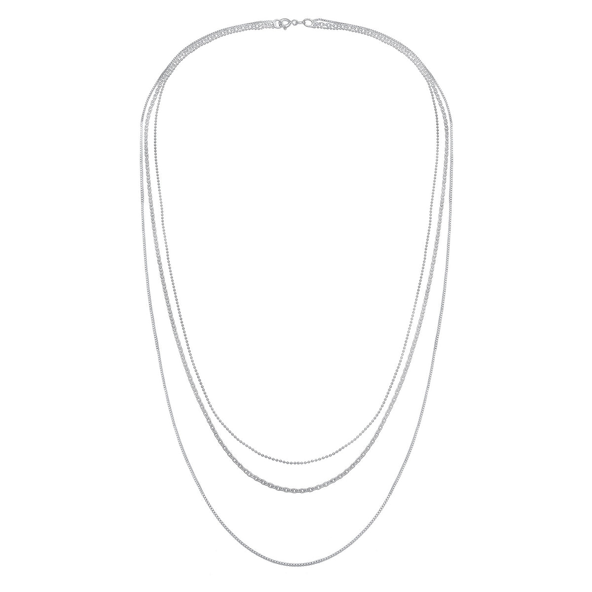 Silber - Elli | Layer-Halskette Basic Chains | 925er Sterling Silber