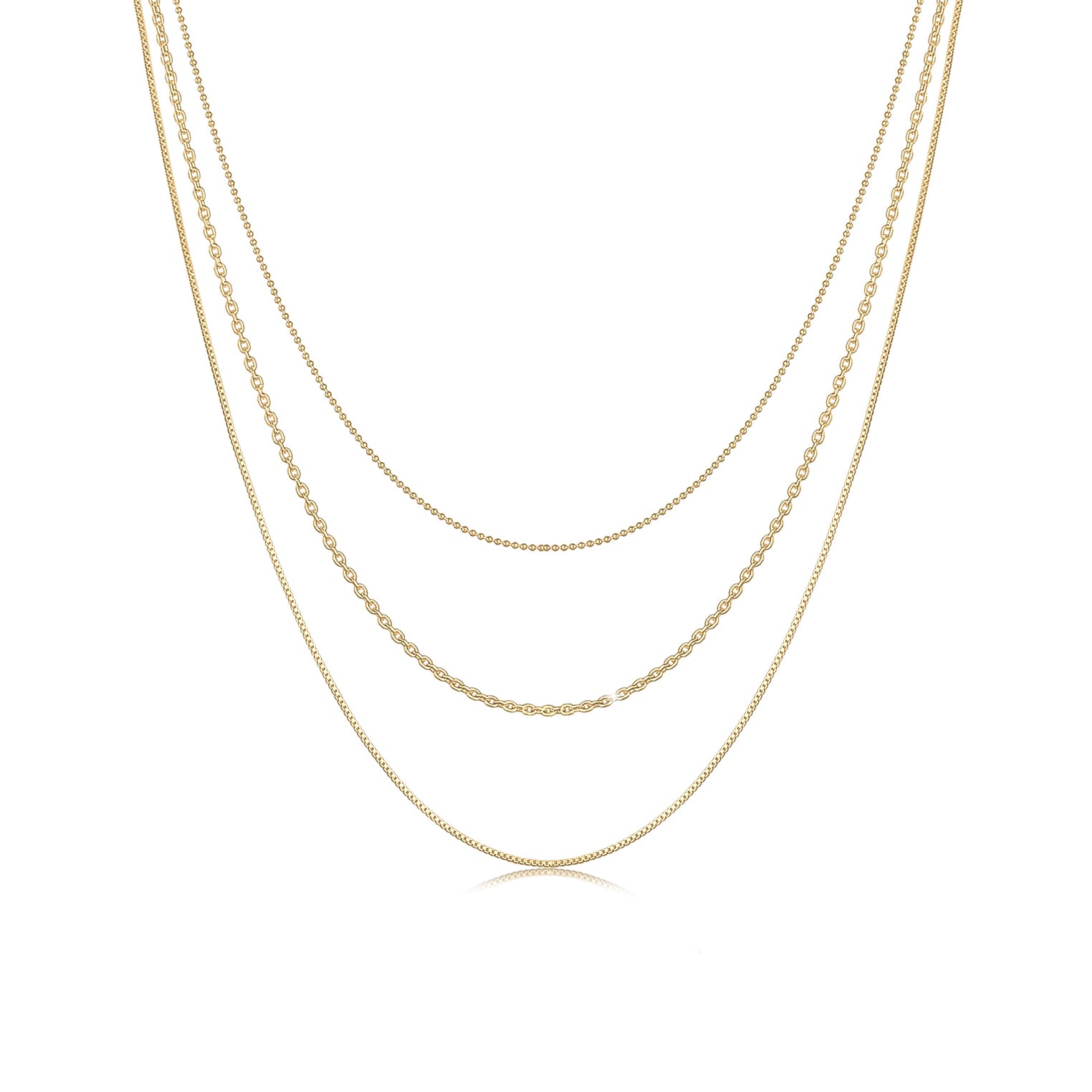 Gold - Elli | Venezianer-Layer-Halskette | 925 Sterling Silber vergoldet