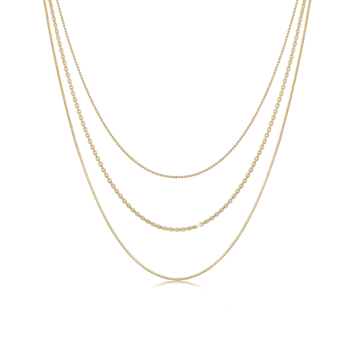 Gold - Elli | Venezianer-Layer-Halskette | 925 Sterling Silber vergoldet