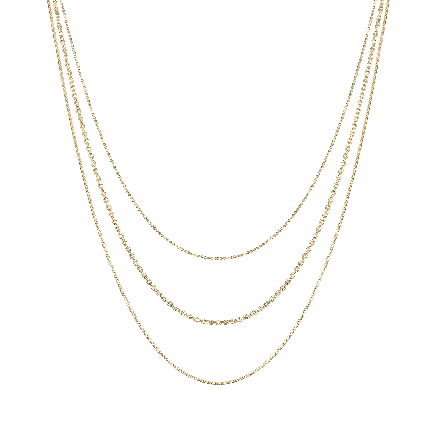 Gold - Elli | Venezianer-Layer-Halskette | 925 Sterling Silber vergoldet