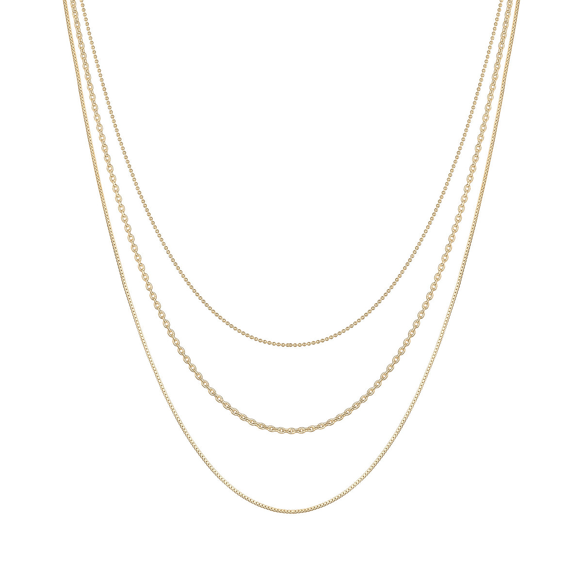 Gold - Elli | Venezianer-Layer-Halskette | 925 Sterling Silber vergoldet