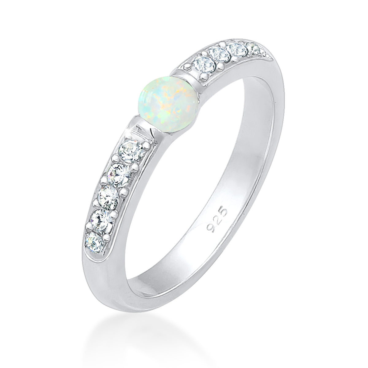 Silber - Elli PREMIUM | Ring | Opal ( Weiß ) | 925er Sterling Silber