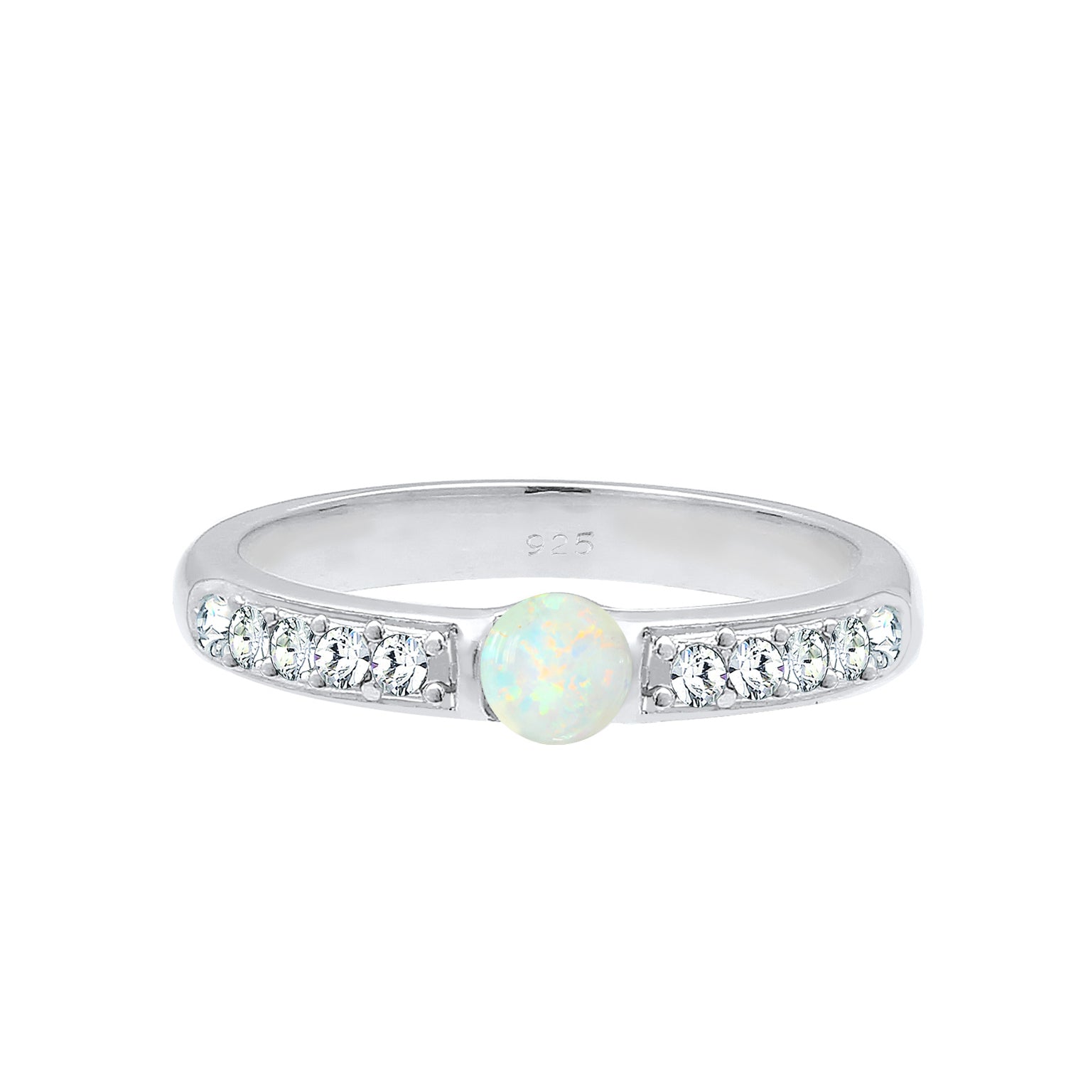 Silber - Elli PREMIUM | Ring | Opal ( Weiß ) | 925er Sterling Silber