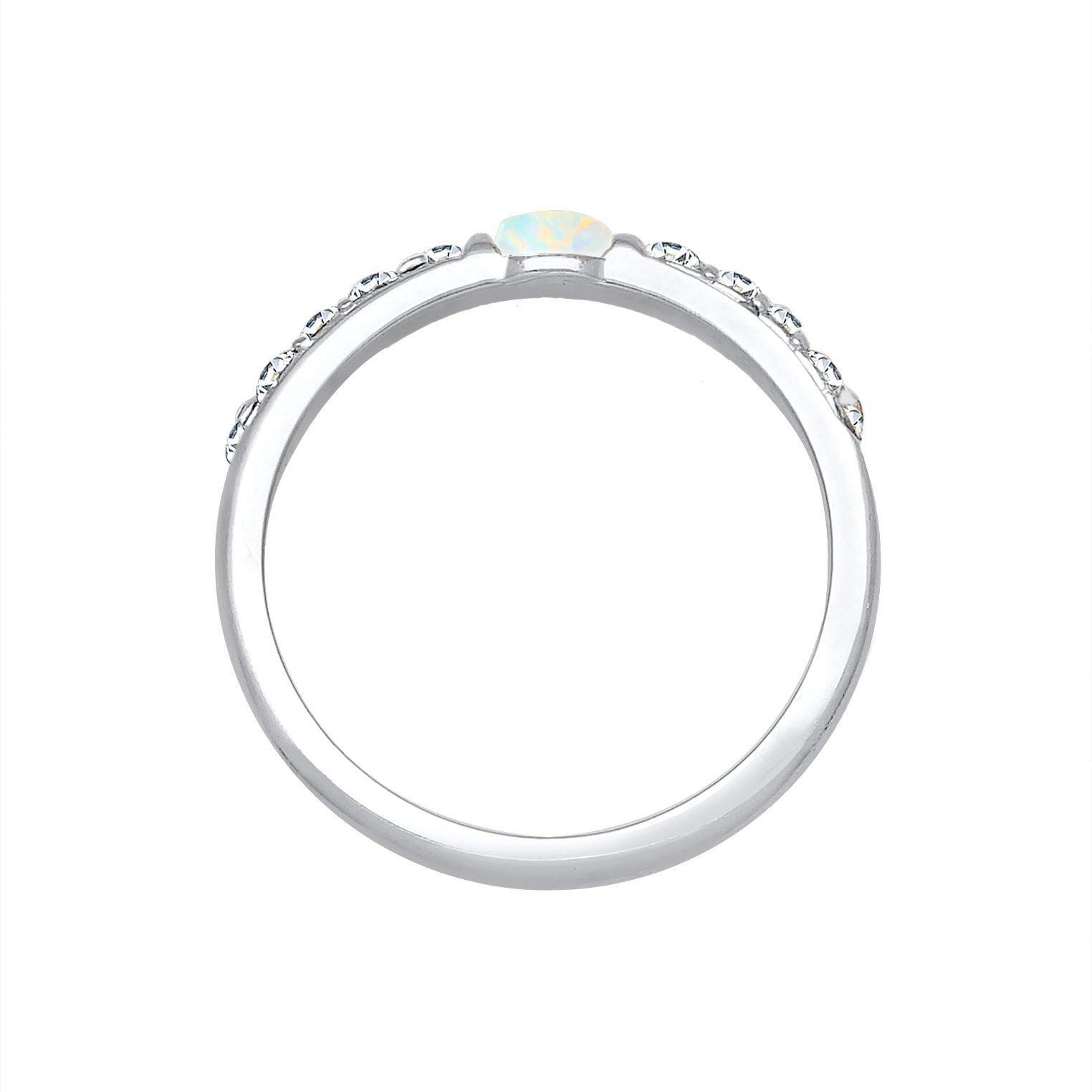 Silber - Elli PREMIUM | Ring | Opal ( Weiß ) | 925er Sterling Silber