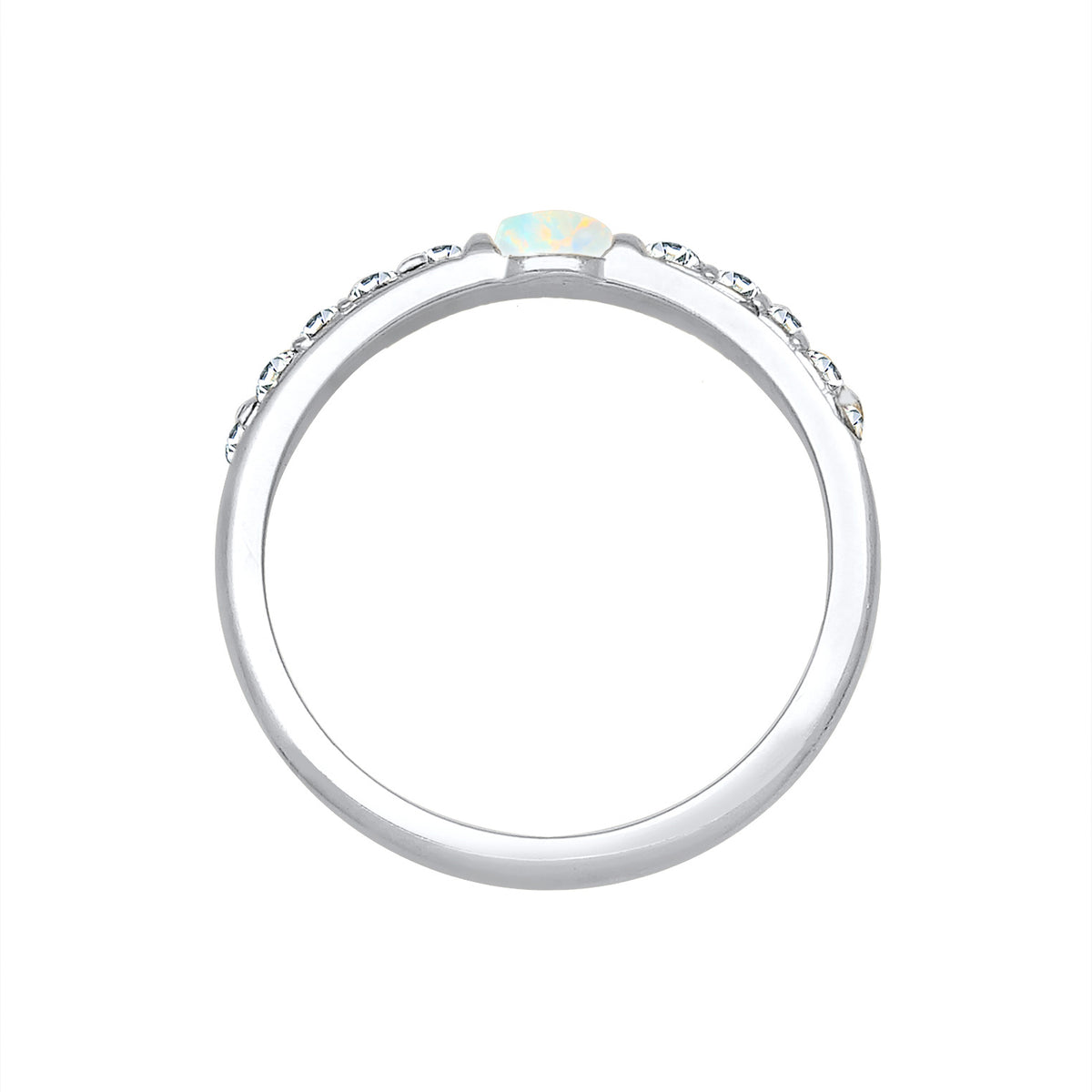Silber - Elli PREMIUM | Ring | Opal ( Weiß ) | 925er Sterling Silber