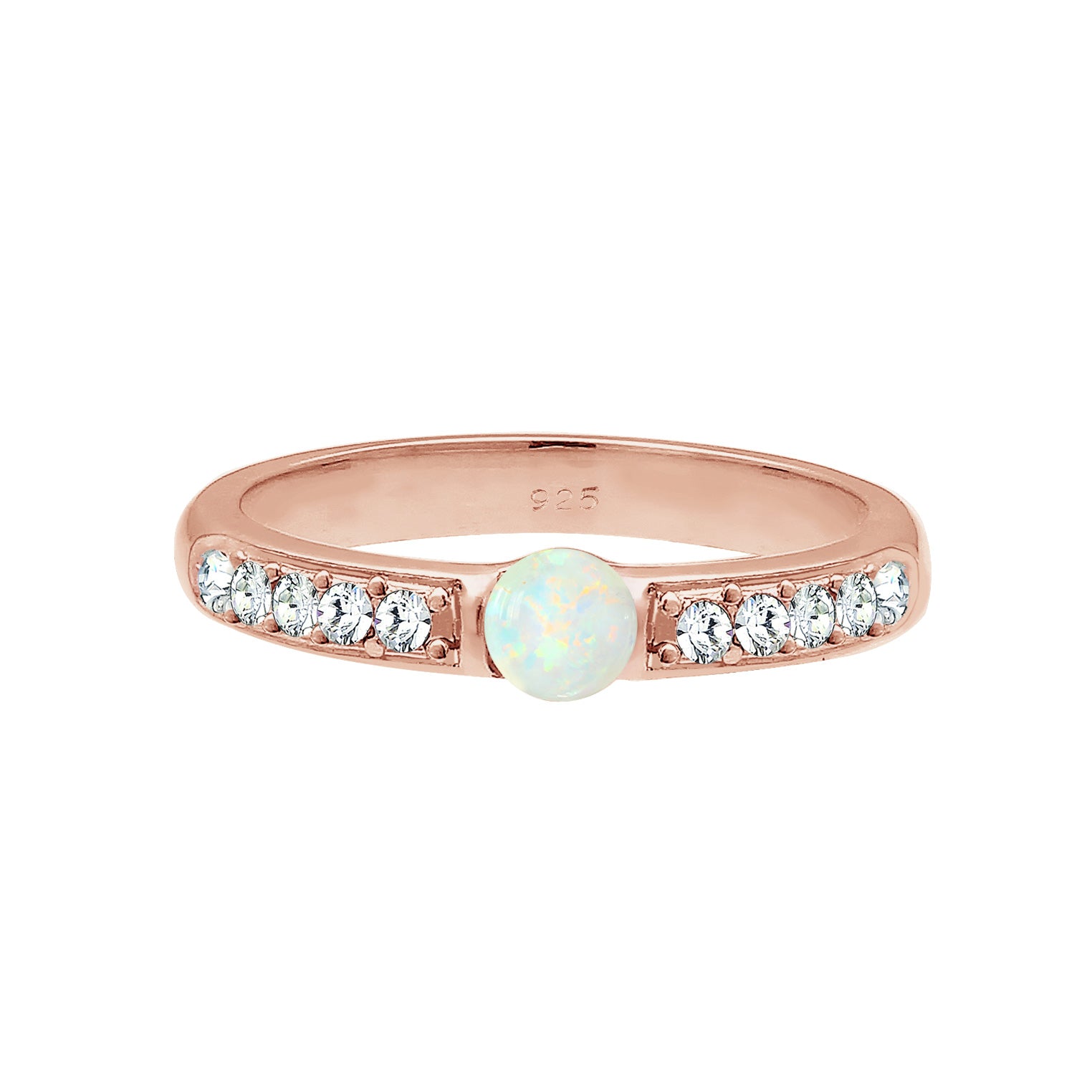 Roségold - Elli PREMIUM | Ring | Opal ( Weiß ) | 925 Sterling Silber Rosegold