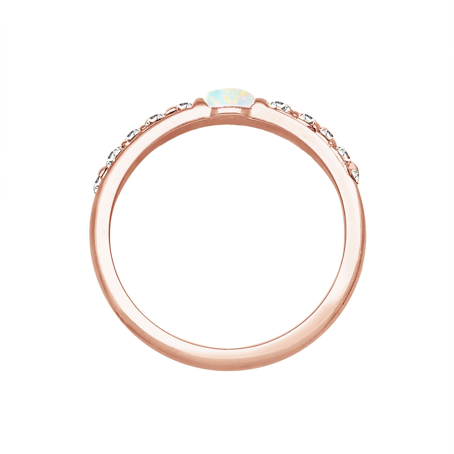 Roségold - Elli PREMIUM | Ring | Opal ( Weiß ) | 925 Sterling Silber Rosegold