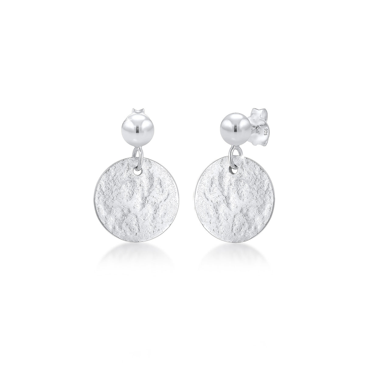 Silber - Elli | Ohrhänger Kugel & Plättchen gehämmert | 925 Sterling Silber