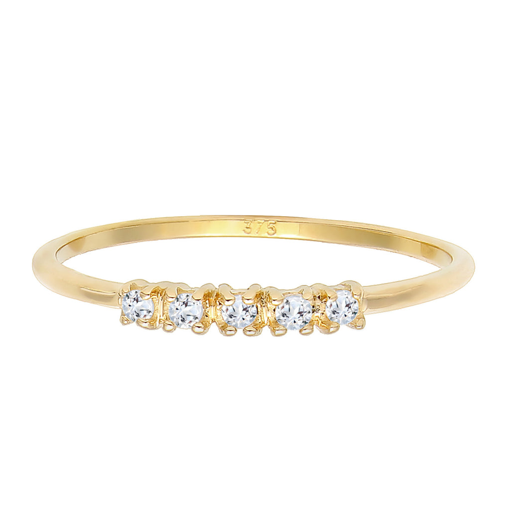 Gold - Elli PREMIUM | Verlobungsring | Topas ( Weiß ) | 375 Gelbgold