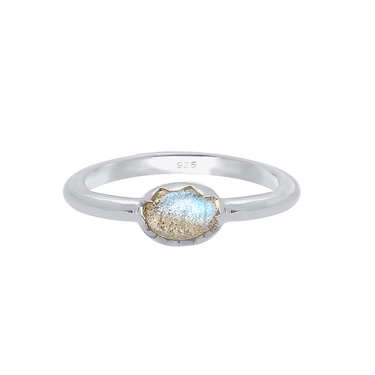 Silber - Elli | Verlobungsring | Labradorit ( Grau ) | 925er Sterling Silber