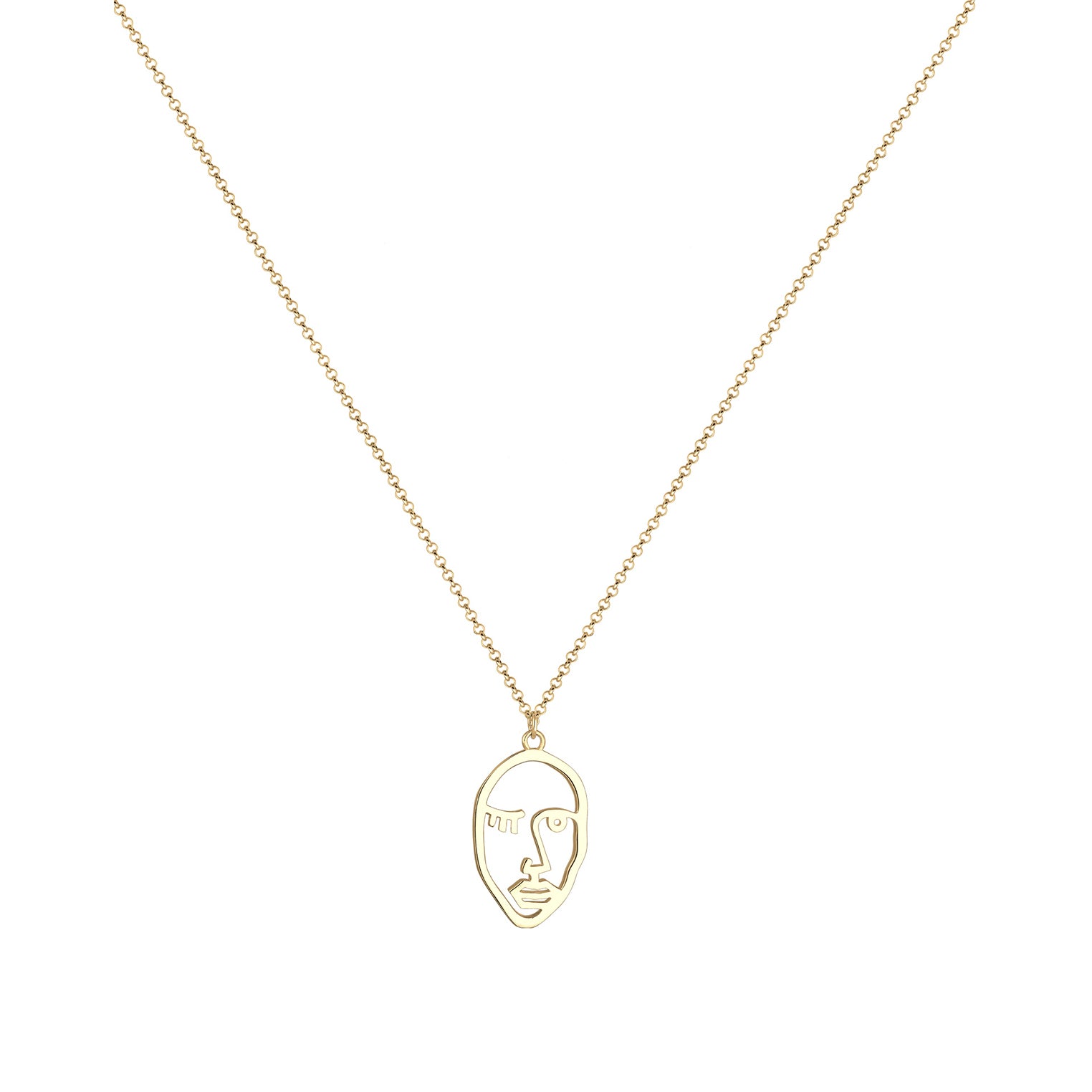 Gold - Elli | Halskette Gesicht | 925 Sterling Silber vergoldet
