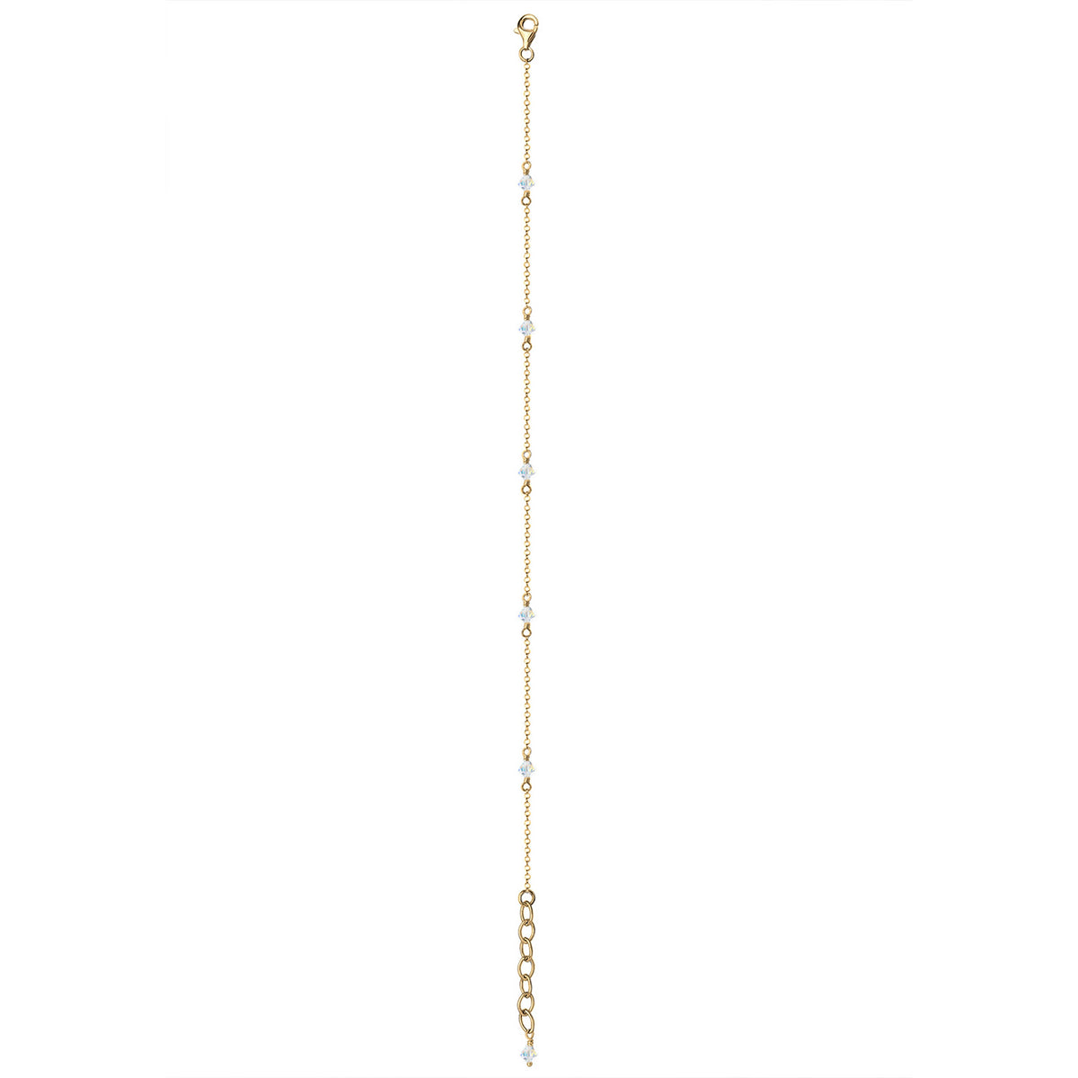 Gold - Elli | Fußkettchen Kugel | Kristall ( Weiß ) | 925 Sterling Silber vergoldet