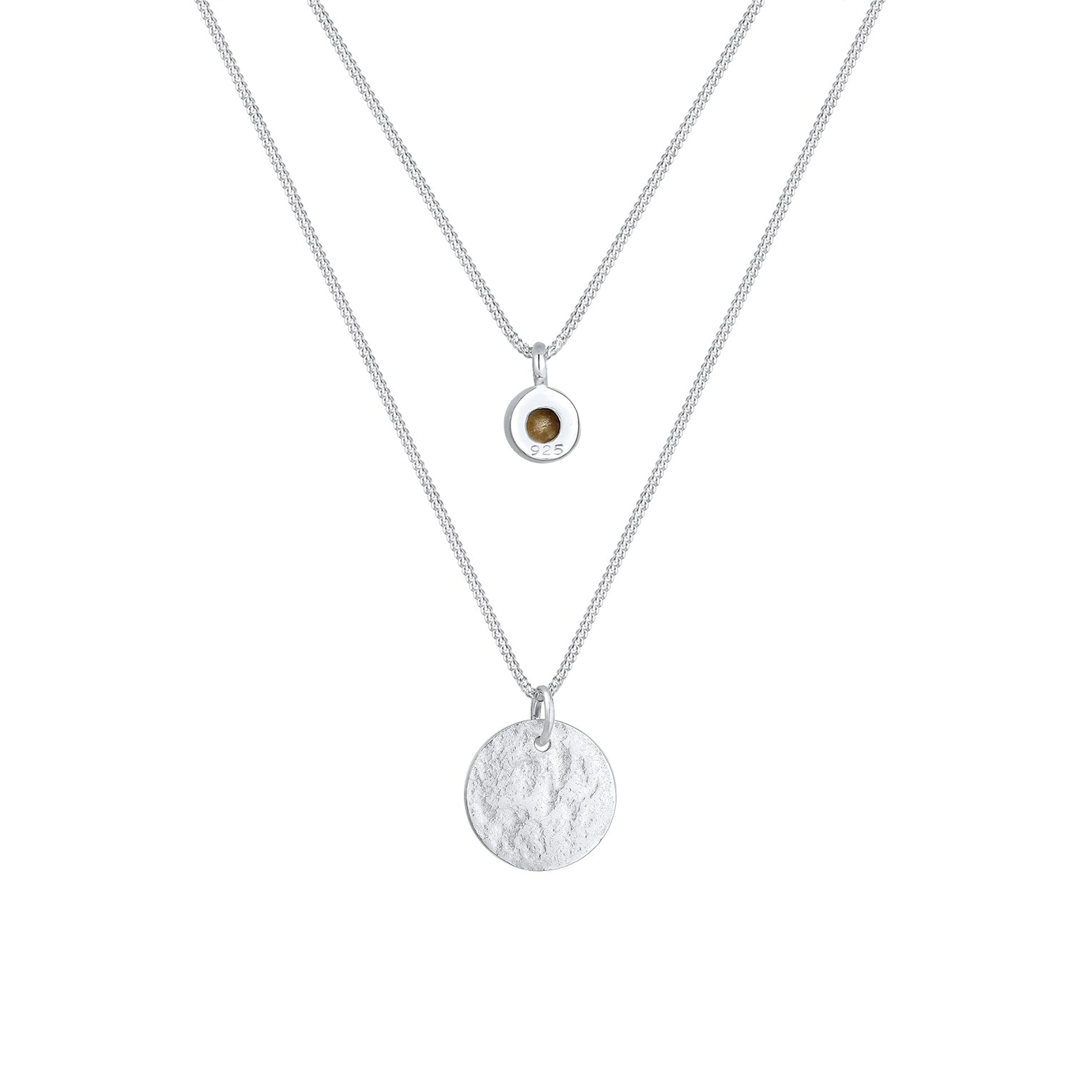 Silber - Elli | Layer-Halskette | Kristall ( Weiß ) | 925er Sterling Silber
