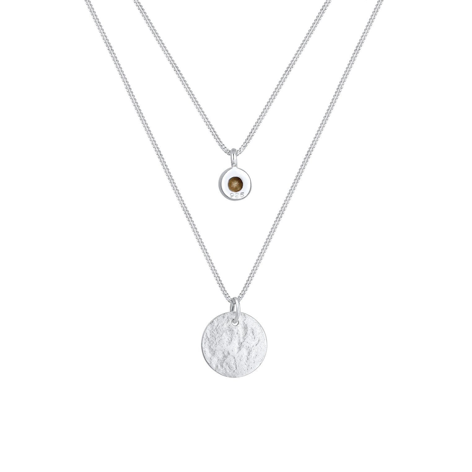 Silber - Elli | Layer-Halskette Plättchen | Mit Kristallen von Swarovski® (Weiß) | 925er Sterling Silber