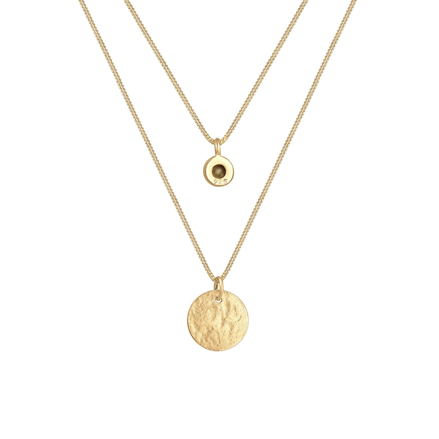 Gold - Elli | Layer-Halskette Plättchen | Mit Kristallen von Swarovski® (Weiß) | 925 Sterling Silber vergoldet