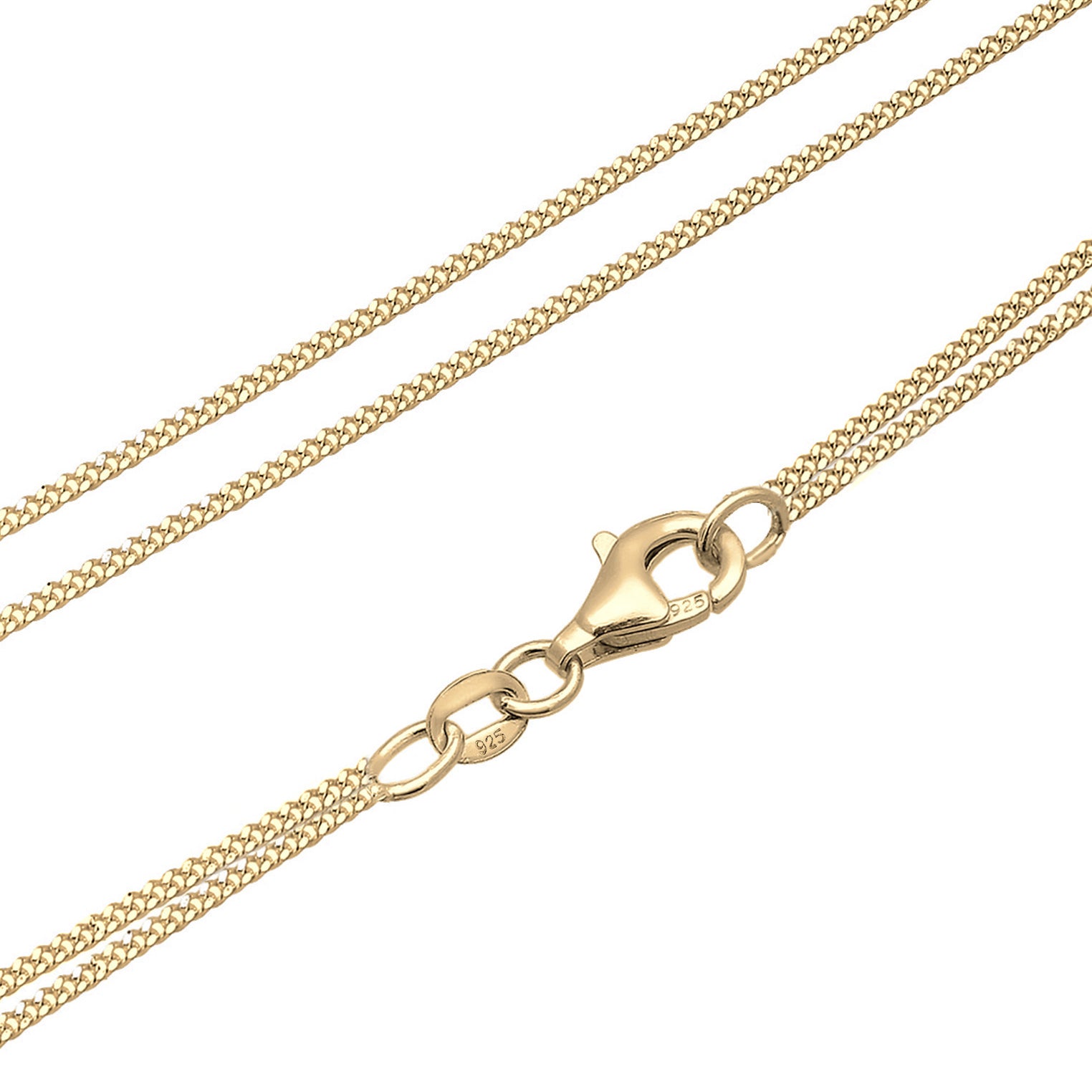 Gold - Elli | Layer-Halskette Plättchen | Kristall (Weiß) | 925 Sterling Silber vergoldet