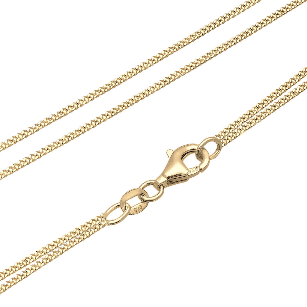 Gold - Elli | Layer-Halskette Plättchen | Mit Kristallen von Swarovski® (Weiß) | 925 Sterling Silber vergoldet