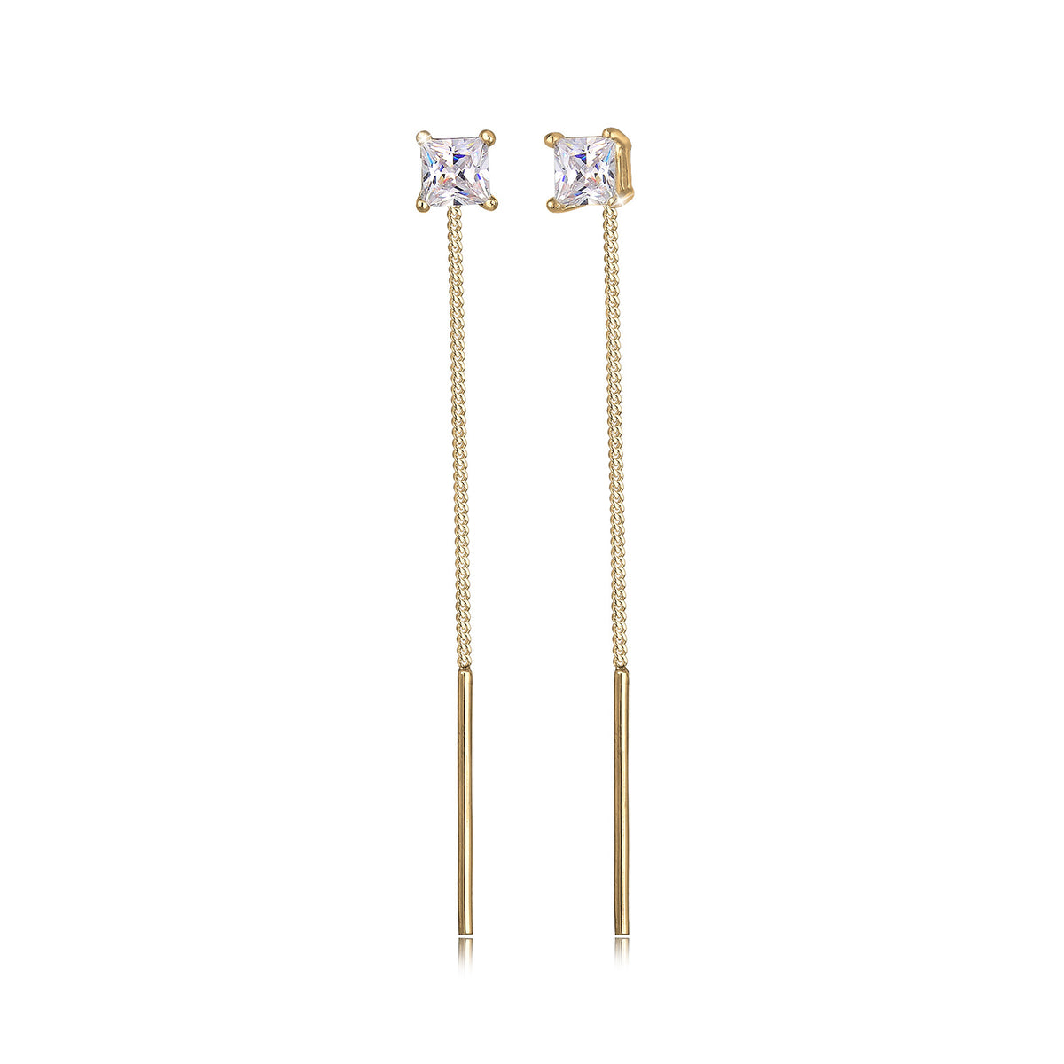Gold - Elli | Ohrhänger Ear Chain | Zirkonia ( Weiß ) | 925 Sterling Silber vergoldet