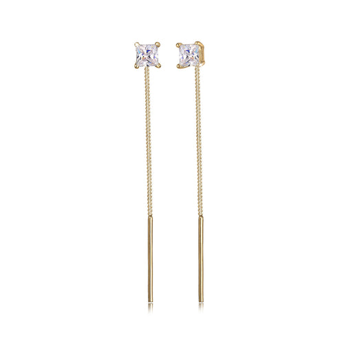 Gold - Elli | Ohrhänger Ear Chain | Zirkonia ( Weiß ) | 925 Sterling Silber vergoldet