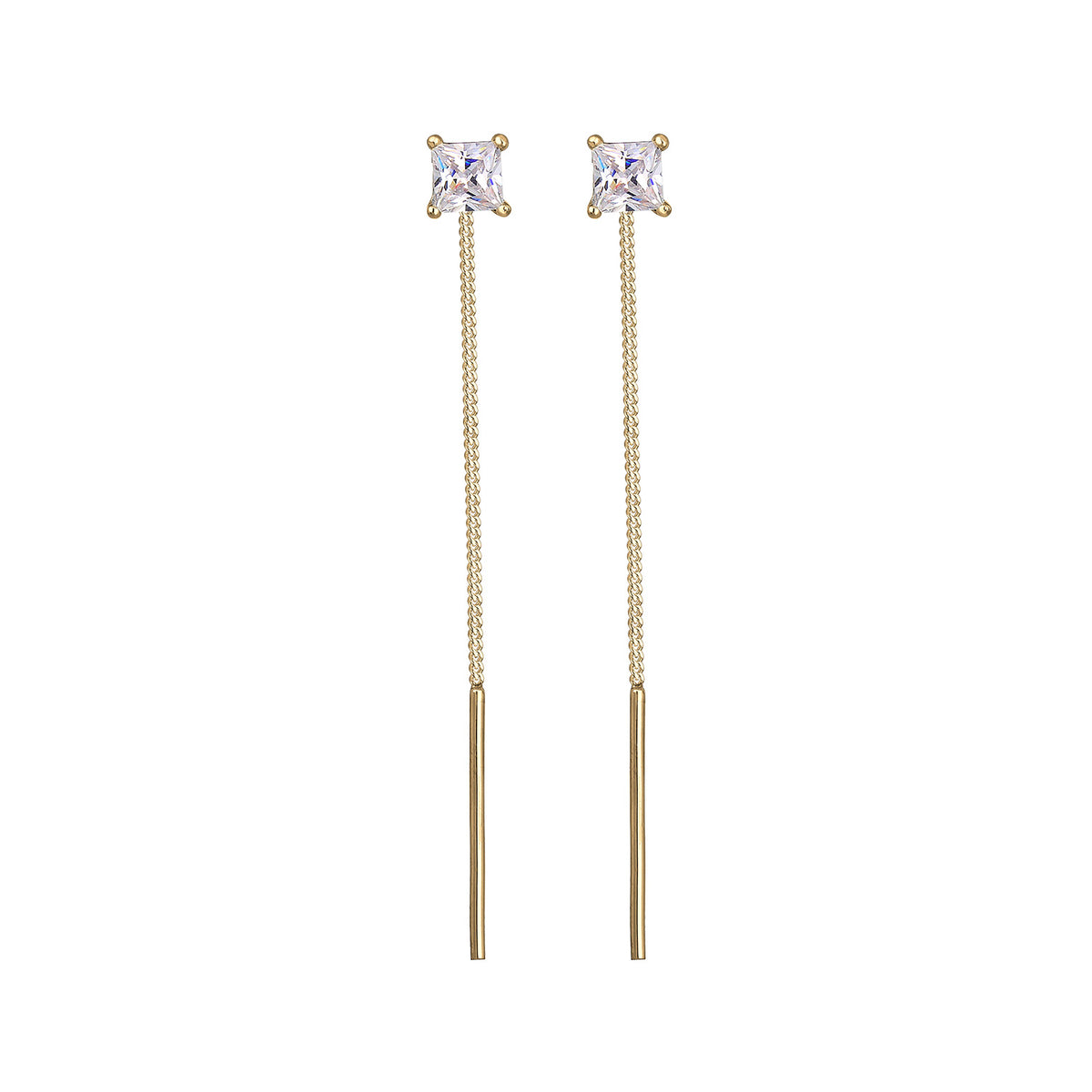 Gold - Elli | Ohrhänger Ear Chain | Zirkonia ( Weiß ) | 925 Sterling Silber vergoldet