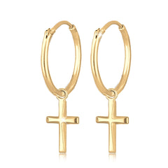 Gold - Elli | Creole Kreuz | 925 Sterling Silber vergoldet