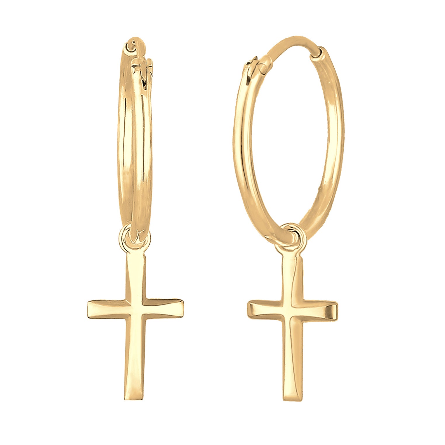 Gold - Elli | Creole Kreuz | 925 Sterling Silber vergoldet