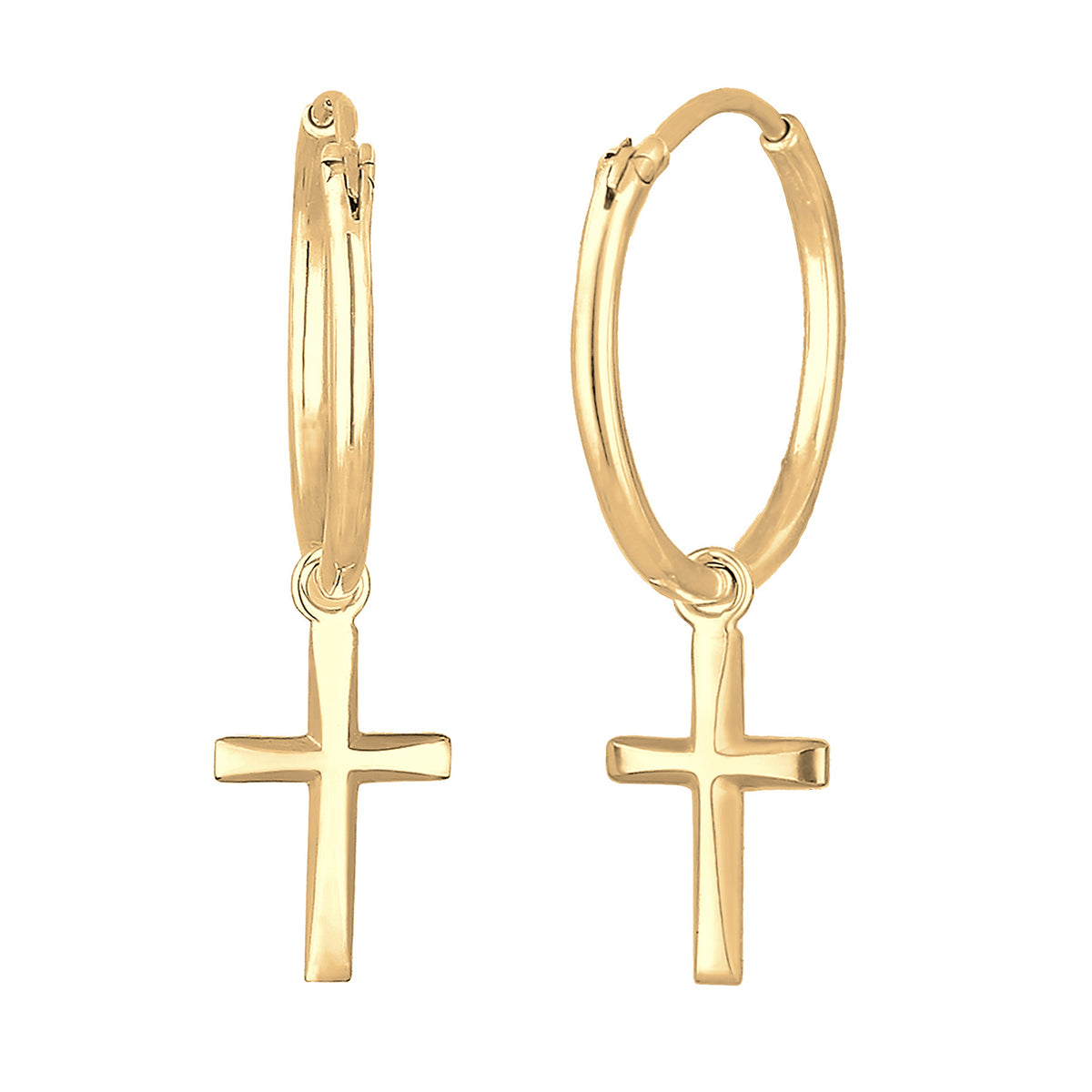 Gold - Elli | Creole Kreuz | 925 Sterling Silber vergoldet