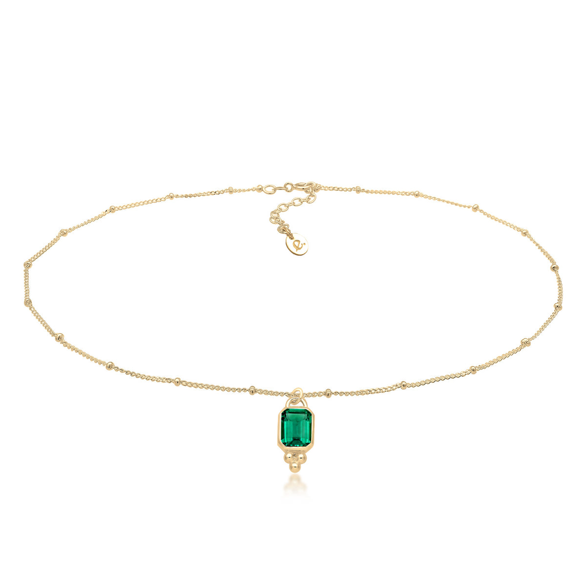 Gold - Elli PREMIUM | Kugel-Halskette | Quarz (Grün) | 925 Sterling Silber vergoldet