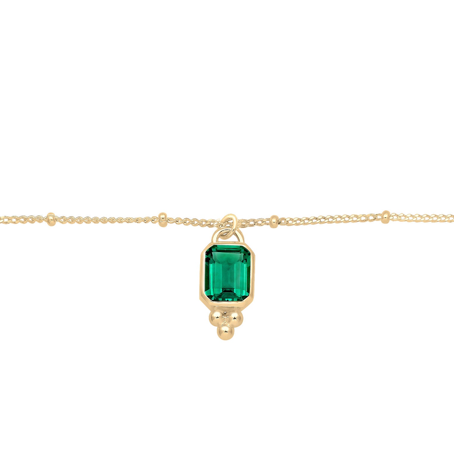 Gold - Elli PREMIUM | Kugel-Halskette | Quarz ( Grün ) | 925 Sterling Silber vergoldet