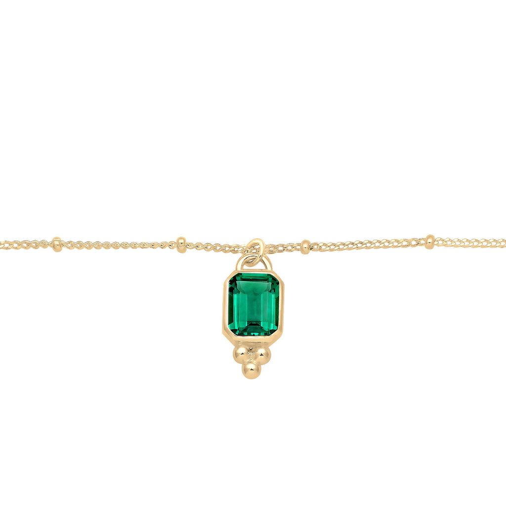 Gold - Elli PREMIUM | Kugel-Halskette | Quarz (Grün) | 925 Sterling Silber vergoldet